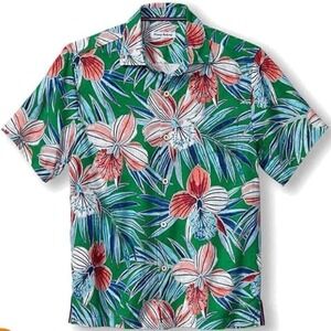 Tommy Bahama Mens Large Iris Oasis Emerald Green Hawaiian Short Sleeve Shirt NWT